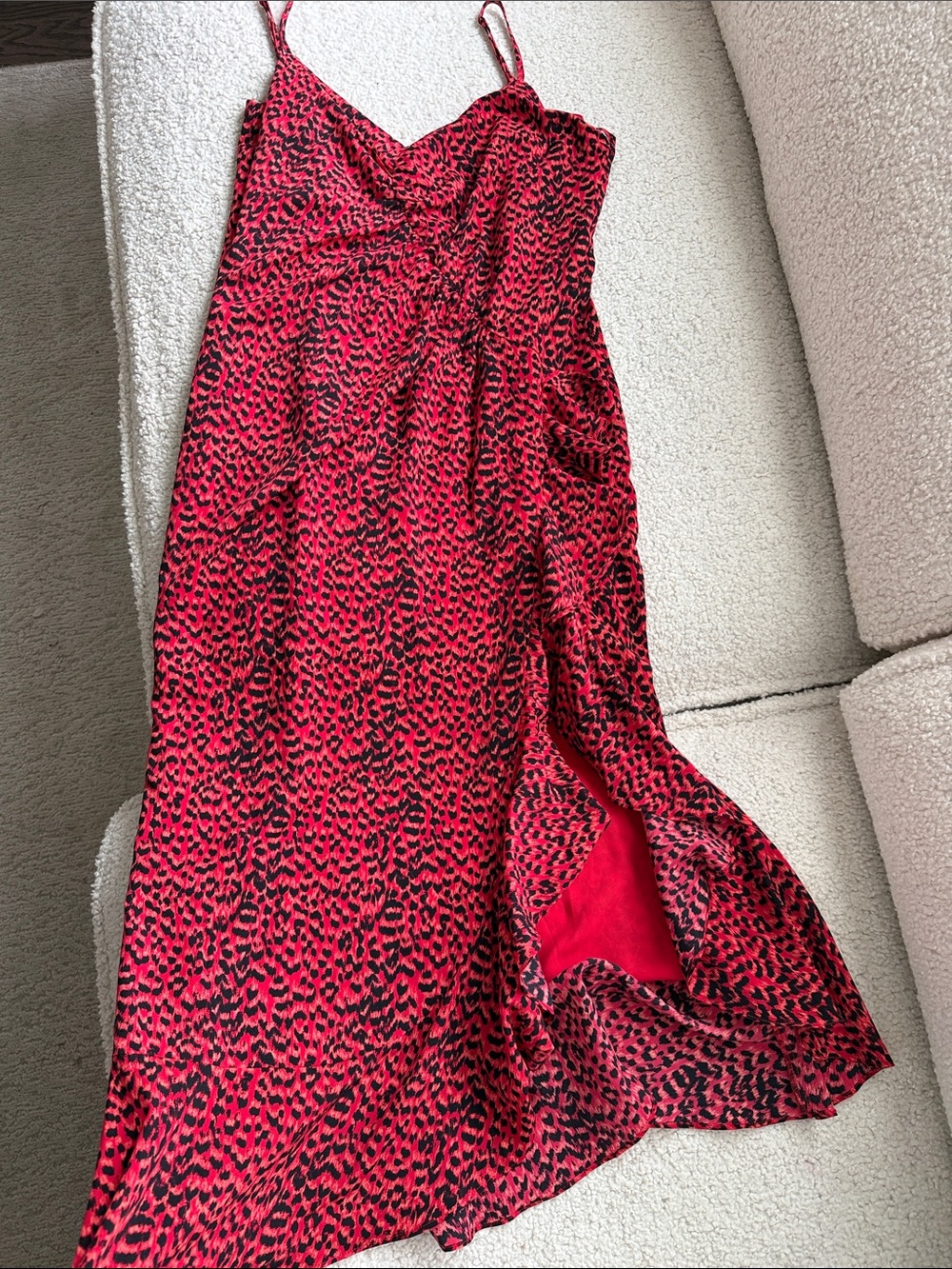 Revolve Bardot Lexie Red and Black Ruffle Midi Slip Dress Size 10